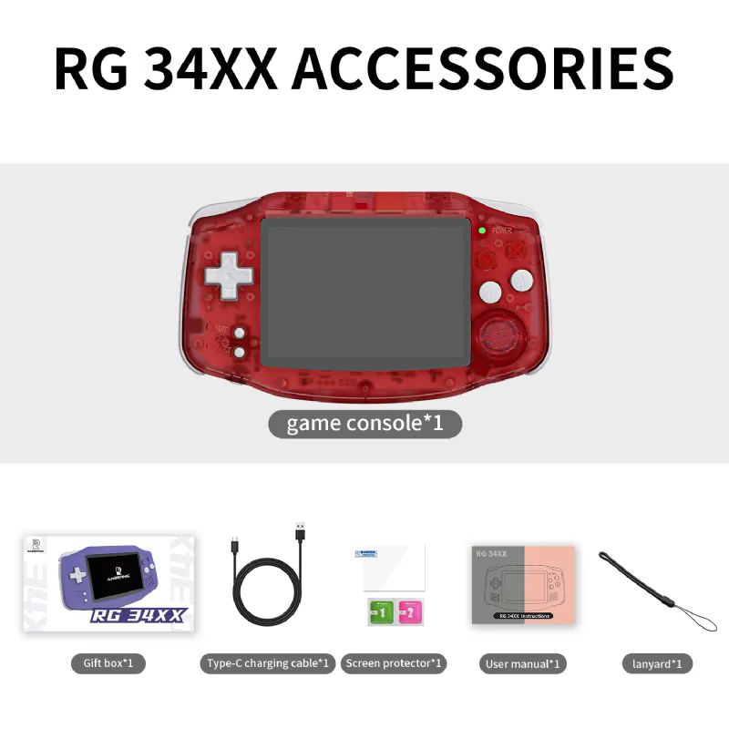 ANBERNIC RG 34XX K�rm�z� 64gb Tetris