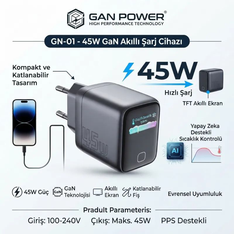 GanPower-GN-01-45W-Yapay-Zekali-Set-Sarj