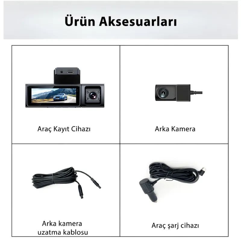 iDragon F9 Full HD 4K Ekranl� �n Arka ve Ara� i�i Ara� Kameras�