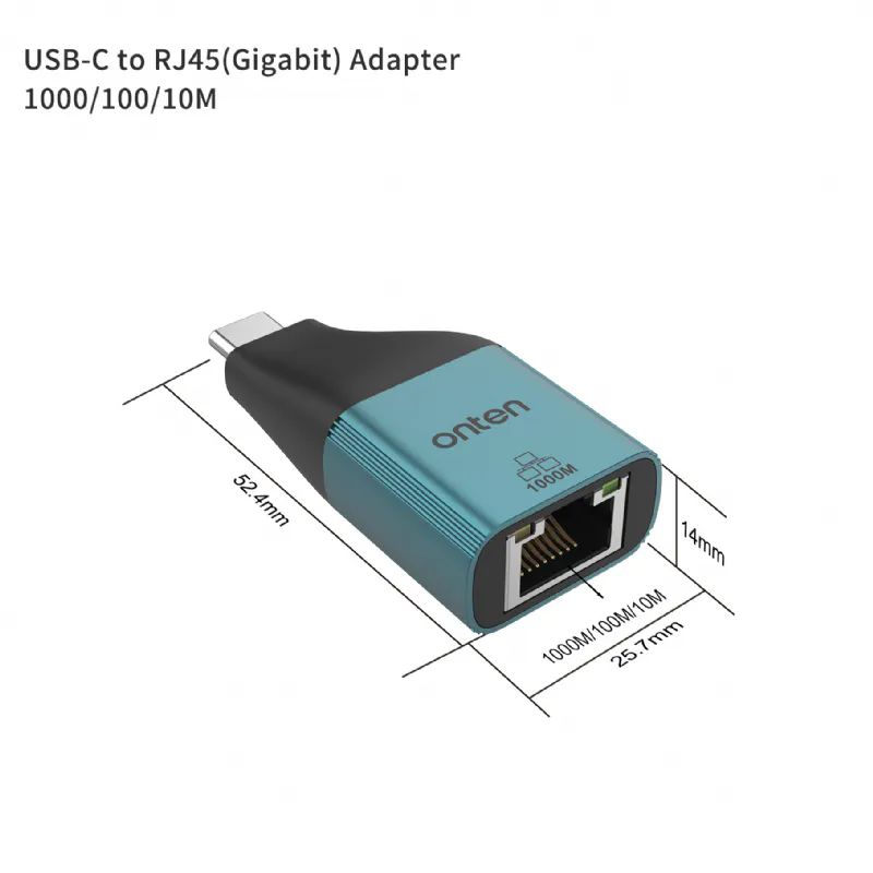 Onten UE101 USB 3.0+USB-C 1 Gbps Ethernet Gigabit Adapt�r