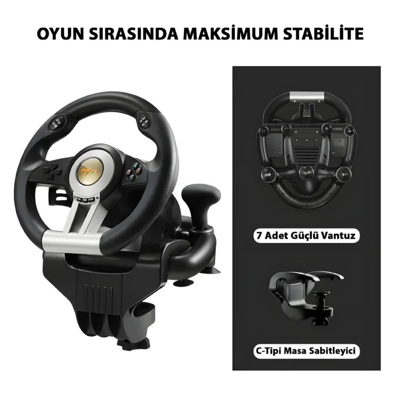 Pxn Pxn-V3 Pro PS5 Uyumlu 180 Derece Direksiyon Set Oyun Konsolu