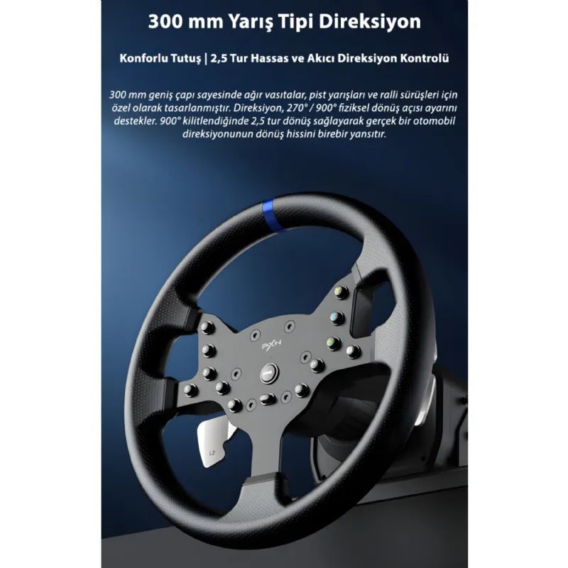 Pxn Pxn-V99 270-900 Derece FFB Ps5 e Kadar Uyumlu Direksiyon Set Oyun Konsolu