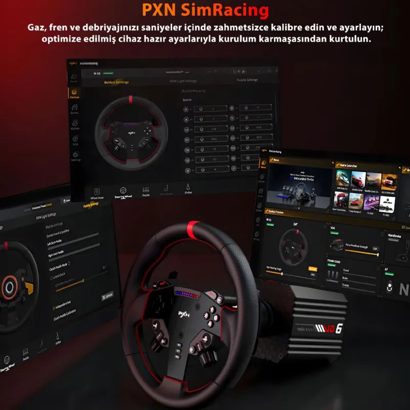 Pxn Pxn-Vd6 Bundle 6nm DD Base + 280mm Wheel + 2-Pedal+Z8 Clamp Direksiyon Set Oyun Konsolu