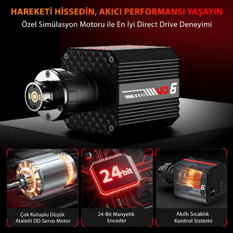 Pxn-Pxn-Vd6-Bundle-6nm-DD-Base-280mm-Wheel-2-PedalZ8-Clamp-Direksiyon-Set-Oyun-Konsolu