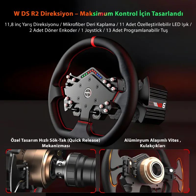 Pxn Pxn-Vd6 WDS R2-2P 6nm DD Base + 300mm Wheel + 2-Pedal+Z9 Direksiyon Set Oyun Konsolu